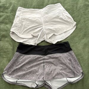 Women's White and Gray Shorts Set